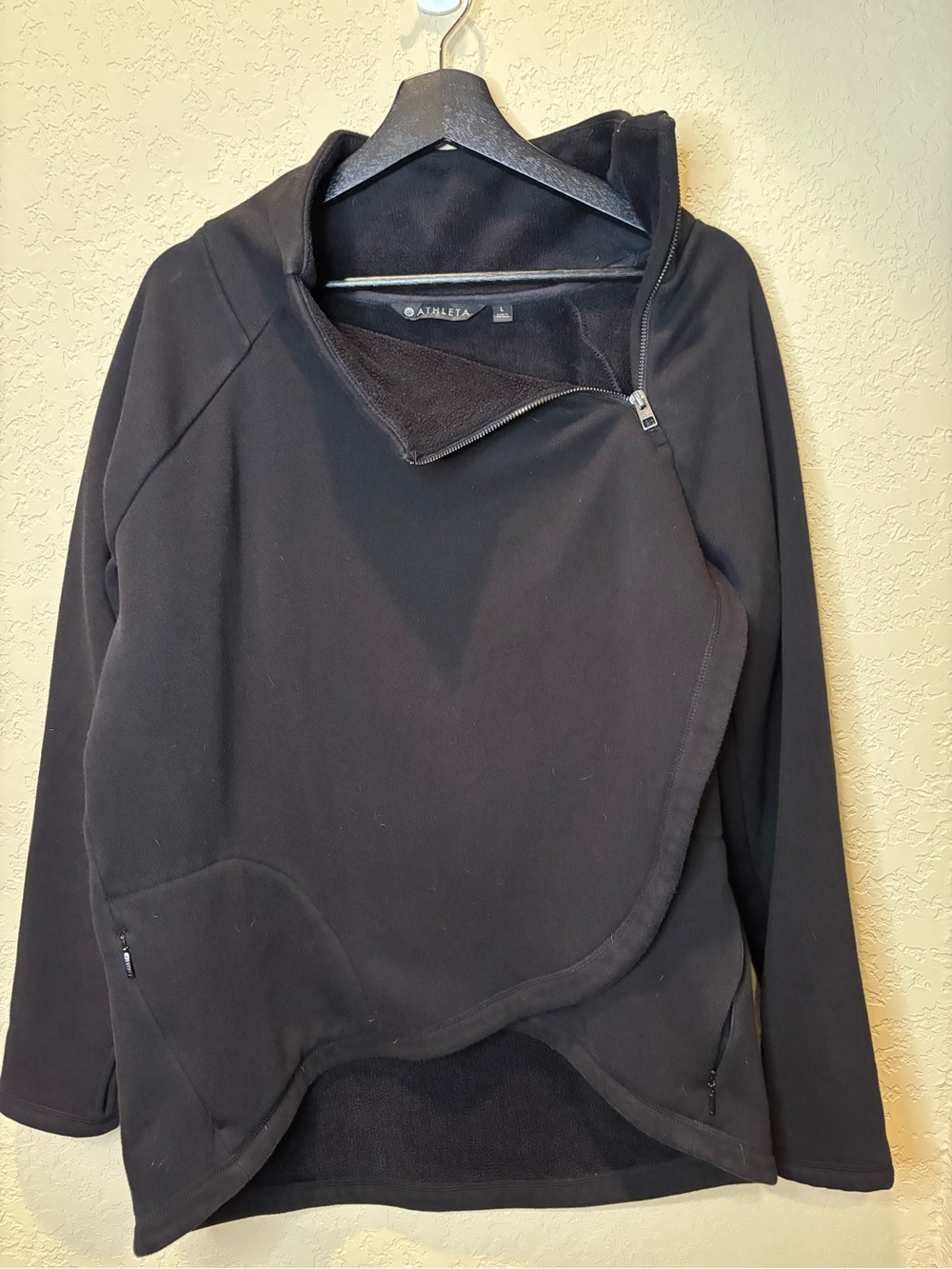 Athleta Black Asymmetrical Zip Hoodie Pullover